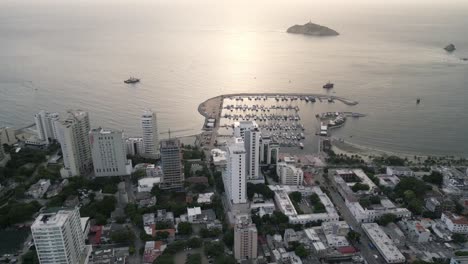 aerial-of-santa-marta-colombia-at-sunset-drone
