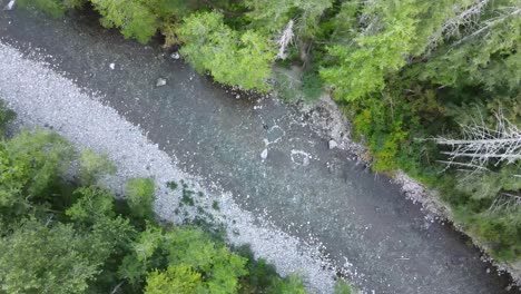Vuelo-Con-Drones-Sobre-El-Río-Stillaguamish,-En-Verlot-Washington