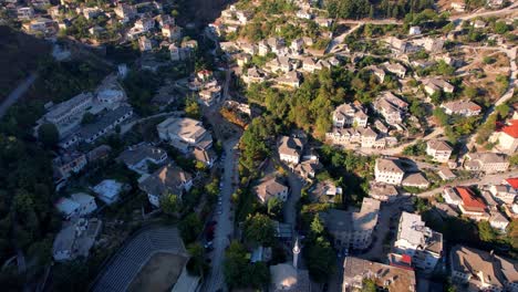 Drone-view-of-Gjiroakster,-old-and-cultural-city-in-Albania