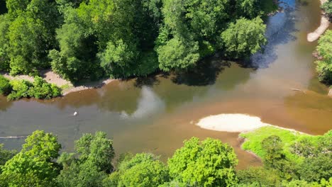 Aerial-drone-view-of-creek-during-the-daytime