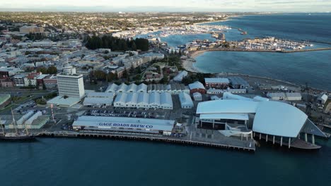 Aerial-Shot-Of-Port-Area-In-Fremantle-In-Perth,-Western-Australia