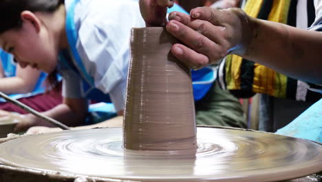 Creating-clay-products-on-a-potter-wheel