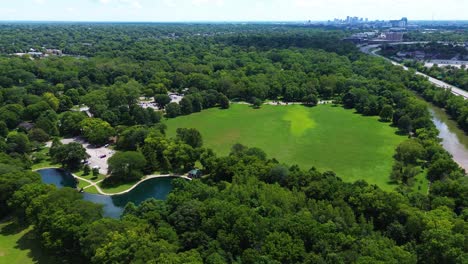 Park-of-Roses-in-Clintonville,-Columbus,-Ohio,-neighborhood,-aerial-drone