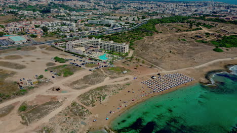 Aerial-view-of-the-beach-and-major-resorts-on-the-Mediterranean-Sea-in-Cyprus