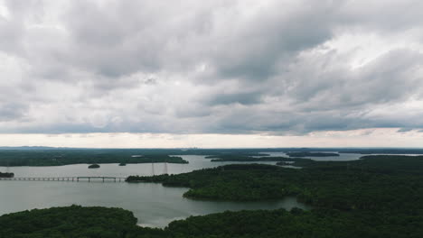 Scenic-View-Of-Bridge-Over-Percy-Priest-Lake-In-Long-Hunter-State-Park,-Tennessee,-United-States