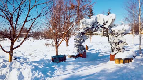 4K-Drone-Video-of-Interior-Alaska-Antler-Arch-in-Downtown-Fairbanks-Covered-in-Snow