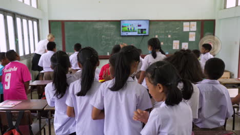 Grundschulkinder-Lernen-Englisch,-Thailand