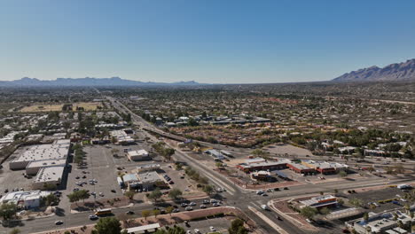 Tucson-Arizona-Aerial-v10-flyover-Woodland-Hills-neighborhoods-capturing-Tanque-Verde-Creek-and-barren-desert-landscape-with-spectacular-rocky-mountainous-views---Shot-with-Mavic-3-Cine---March-2022