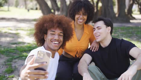 Cheerful-diverse-friends-taking-selfie