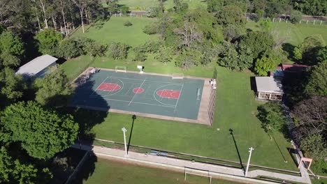A-Smooth-Reveal-Shot-of-A-Sports-Court-of-The-University-Campus-in-Argentina