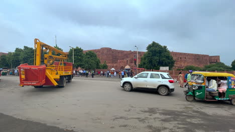 Vista-De-Lapso-De-Tiempo-Del-Fuerte-Rojo-También-Conocido-Como-Lal-Qila-Delhi-India