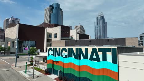 Mural-De-Cincinnati-En-La-Tienda-En-El-Centro-De-Cincinnati,-Ohio