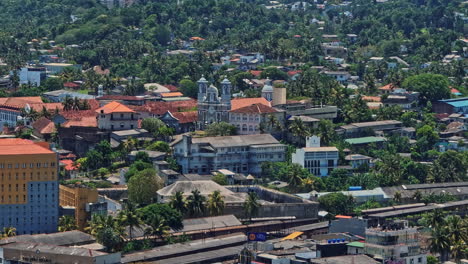 Galle-Sri-Lanka-Aerial-v6-flyover-Kaluwella-neighborhood,-close-up-shot-of-St