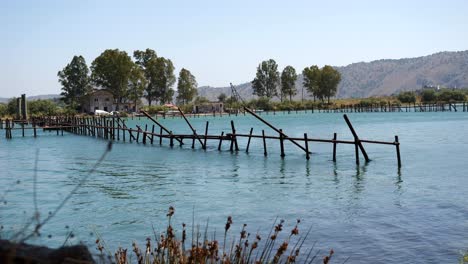Butrint,-Albania,-view-of-blue-lake-and-fish-farm
