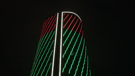 Building-of-Jin-Rong-Hai-Lun-Center-at-night-in-Shanghai-with-changing-lights