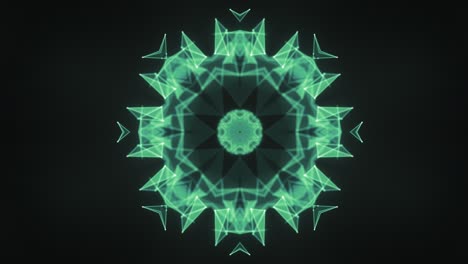 Grünes-Kaleidoskop,-Nahtlose-VJ-Loop-Animation,-Isoliert-In-Schwarz