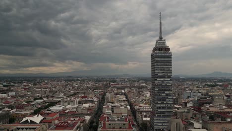 Stunning-Aerials-of-Downtown-CDMX:-TORRE-LATINOAMERICANA-Views,-Mexico-City