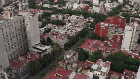Colorful-buildings-and-streets-of-Mexico-city,-view-from-above
