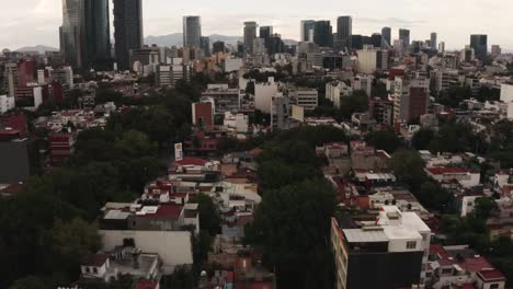 Mexico-city-skyscrapers-and-living-district-in-birds-eye-view