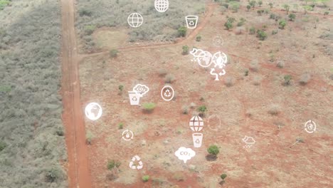 Drohnenfliegen-In-Farmen-An-Den-Hängen-Des-Kilimandscharo---Grüne-Kenia-Farmen,-Arme-Siedlung-Afrika-Agronomic-Plantage