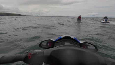POV-shot-of-a-jet-ski-group-taking-photos-off-the-coast-of-Newquay
