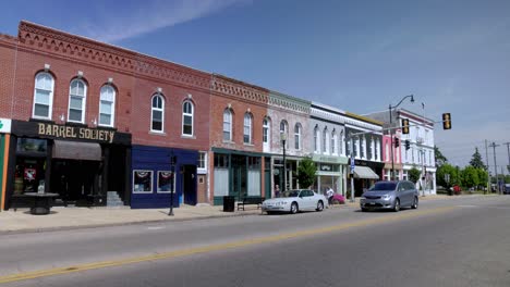 Downtown-Princeton,-Illinois-with-gimbal-video-walking-sideways