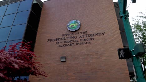 Office-of-the-Prosecuting-Attorney-34th-Judicial-Court-in-Elkhart,-Indiana-with-gimbal-video-walking-forward