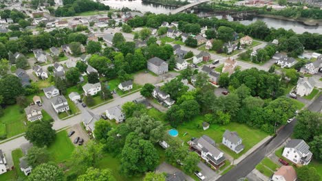Aerial-view-of-Bangor,-Maine's-rural-neighborhoods