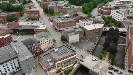 Aerial-view-of-downtown-Bangor,-Maine