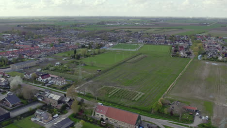 Fields-And-Houses-In-The-Village-Of-Klaaswaal-In-South-Holland,-Netherlands