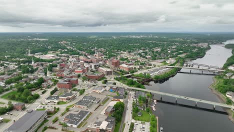 Aerial-view-of-the-downtown-sector-of-Bangor,-Maine