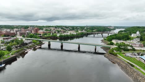 Aerial-view-of-the-Penobscot-River-in-Bangor,-Maine