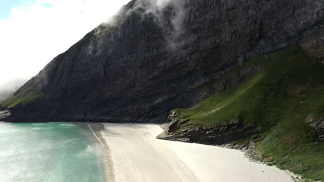 Aerial-footage-of-the-beach-on-the-island-of-Vaeroy---a-part-of-Lofoten-Islands-in-Norway