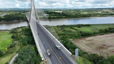 Traffic-crossing-bridge-from-Waterford-side-of-The-Francis-Meagher-Bridge-Ireland-on-a-bright-summer-day