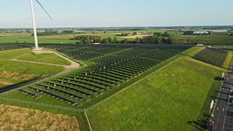 Jib-up-of-a-large-solar-panel-park-generating-green-energy-on-a-sunny-day