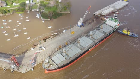 Self-unloading-bulk-carrier-Daiwan-Dolphin-arriving-in-port-of-Fray-Bentos