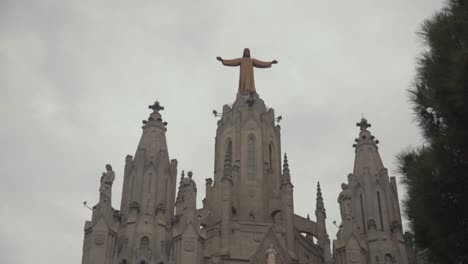 Stunning-footage-of-the-temple-of-The-Sacred-Heart-of-Jesus-located-on-the-summit-of-Mount-Tibidabo-in-Barcelona