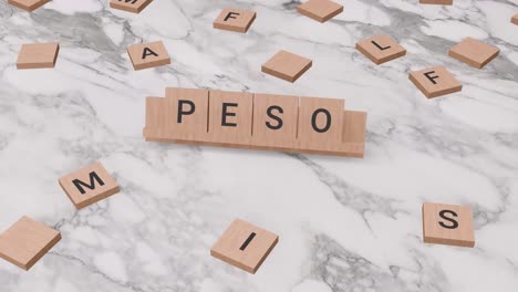 Peso-Wort-Auf-Scrabble