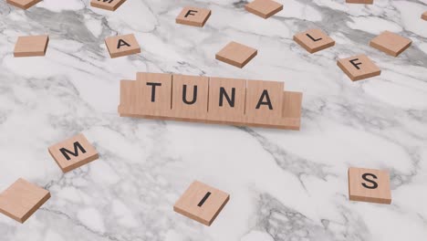 Thunfisch-Wort-Auf-Scrabble