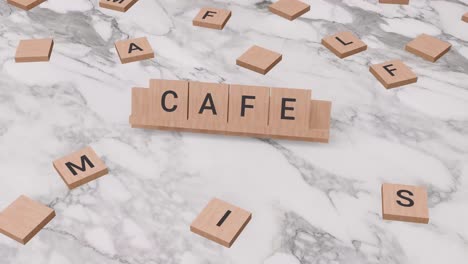 Café-Wort-Auf-Scrabble