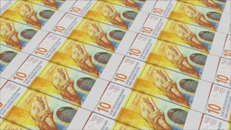 10-Schweizer-Franken-Banknoten,-Die-Von-Einer-Geldpresse-Gedruckt-Werden