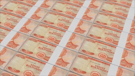 20-Bolivianische-Boliviano-Banknoten,-Gedruckt-Von-Einer-Geldpresse