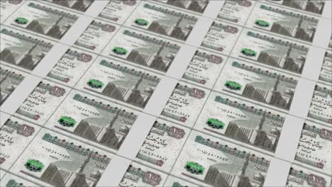 100-Billetes-De-Libra-Egipcia-Impresos-Por-Una-Prensa-Monetaria