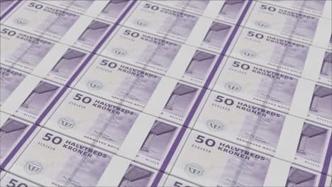 Billetes-De-50-Coronas-Danesas-Impresos-Por-Una-Prensa-De-Dinero