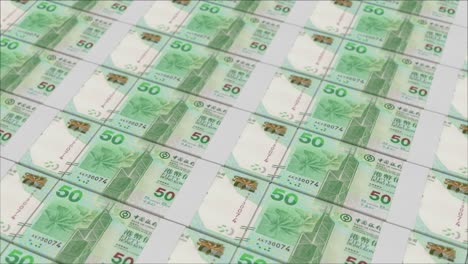 50-Billetes-De-Dólar-De-Hong-Kong-Impresos-Por-Una-Prensa-De-Dinero