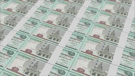 5-Billetes-De-Libra-Egipcia-Impresos-Por-Una-Prensa-De-Dinero
