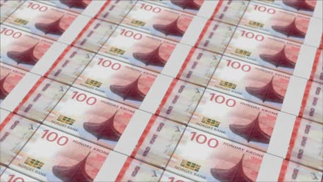 Billetes-De-100-Coronas-Danesas-Impresos-Por-Una-Prensa-Monetaria
