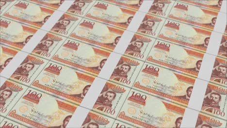 100-Billetes-De-Peso-Dominicano-Impresos-Por-Una-Prensa-Monetaria