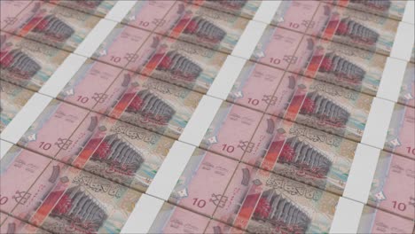 10-Kuwaitische-Dinar-Banknoten,-Gedruckt-Von-Einer-Geldpresse