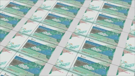 10.000-Iranische-Rial-Banknoten,-Gedruckt-Von-Einer-Geldpresse